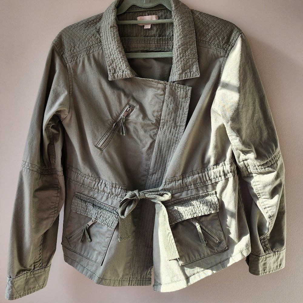 Vintage Ann Taylor Loft | Moto Jacket | Army Green | Size XS